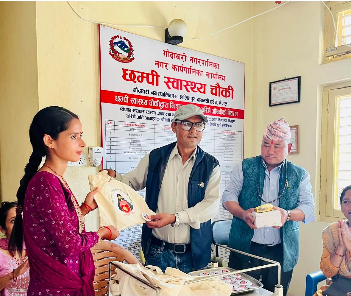 Badges and kits handed over at Chhampi Health Post, Godawari